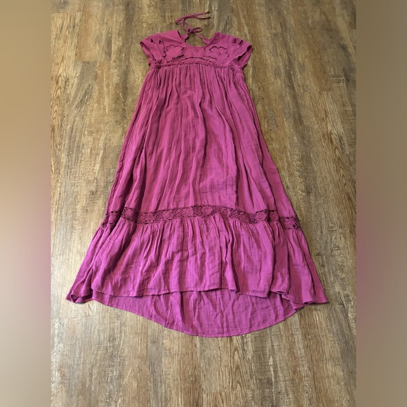 (NWOT) Free People Cutwork Tee Maxi Dress In Summer Bloom Orchid Size Small - Picture 4 of 11